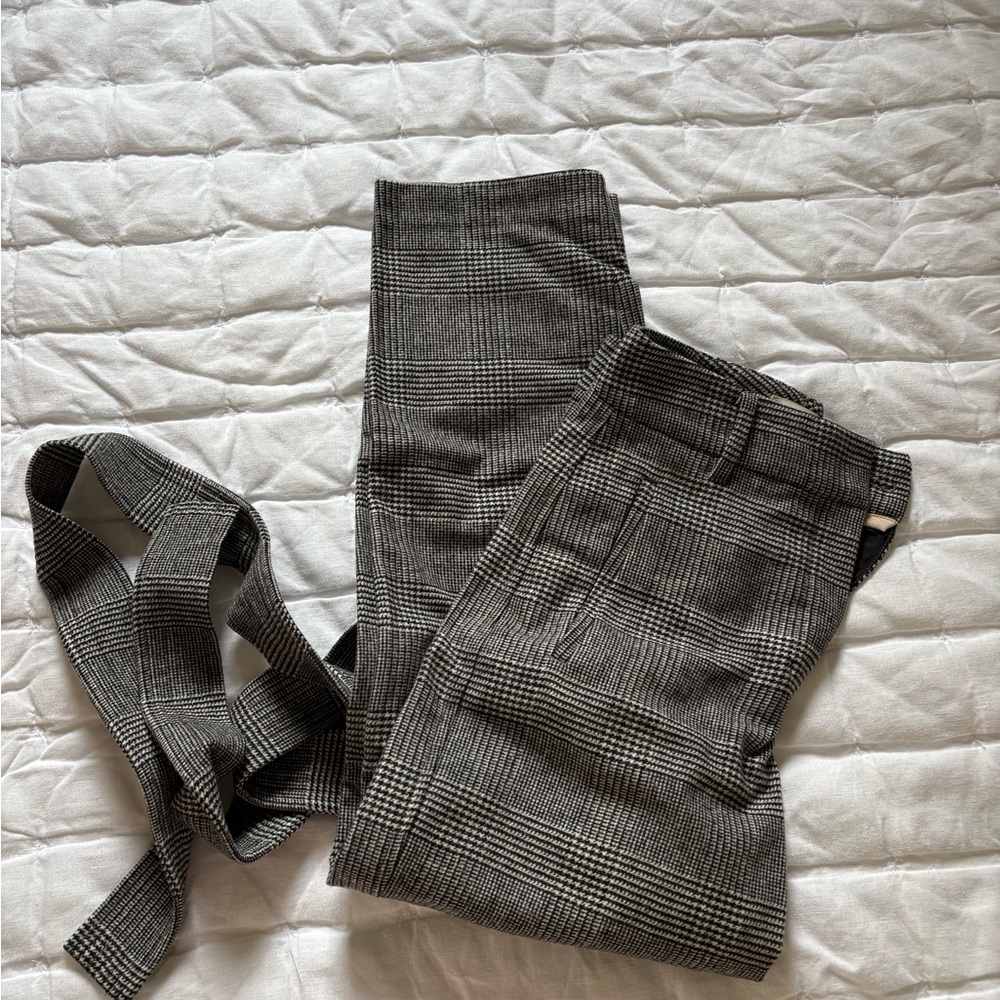 Aritzia Gray Plaid Wool Pants